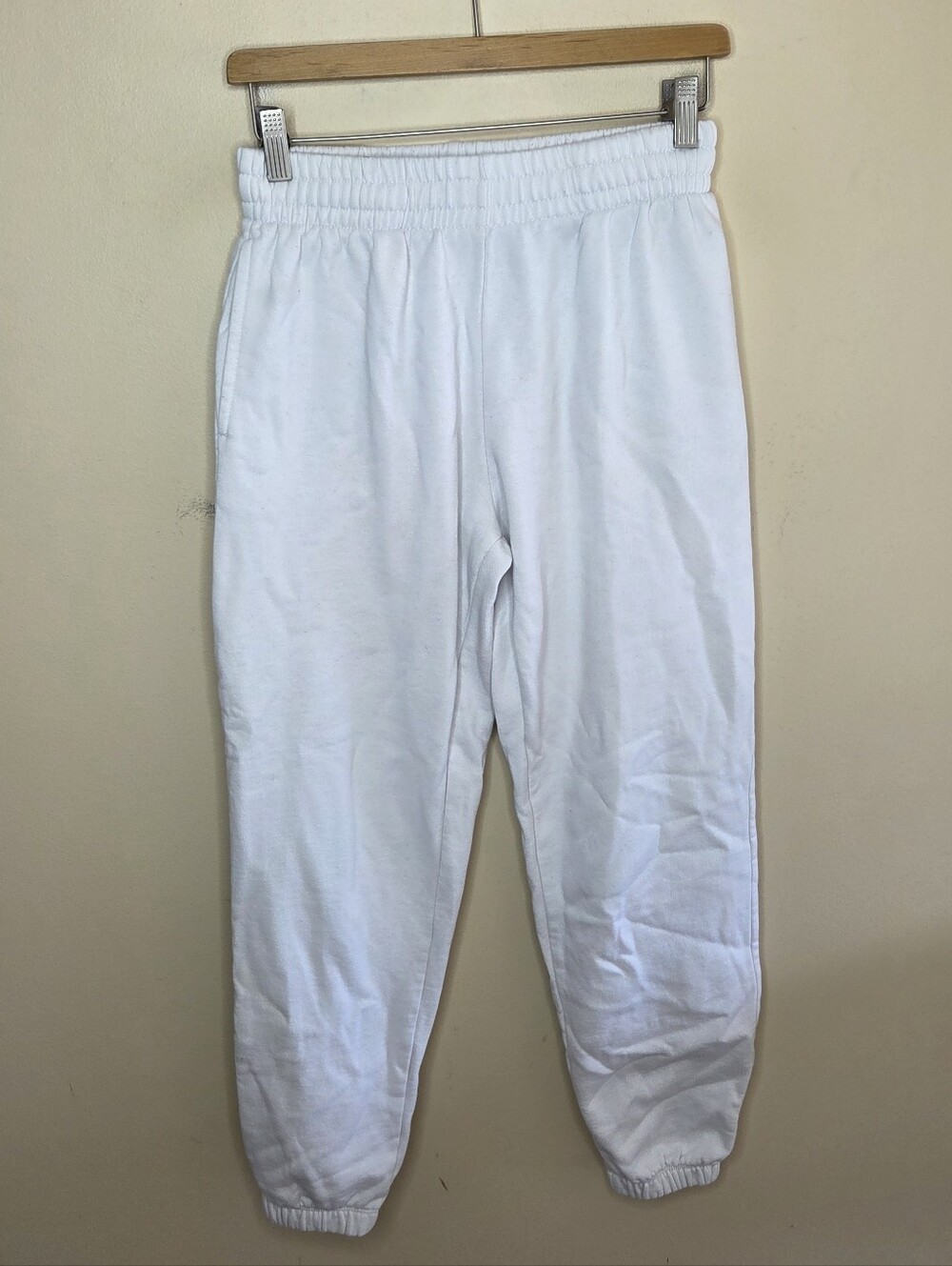 Garage White Sweatpants Elastic Cuffs & Waist Size Small High Rise Comfy Cozy